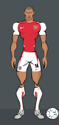Acervo FUTBOX. Ilustração do kit usado por Thierry Henry, craque que fez história com a camisa do Arsenal