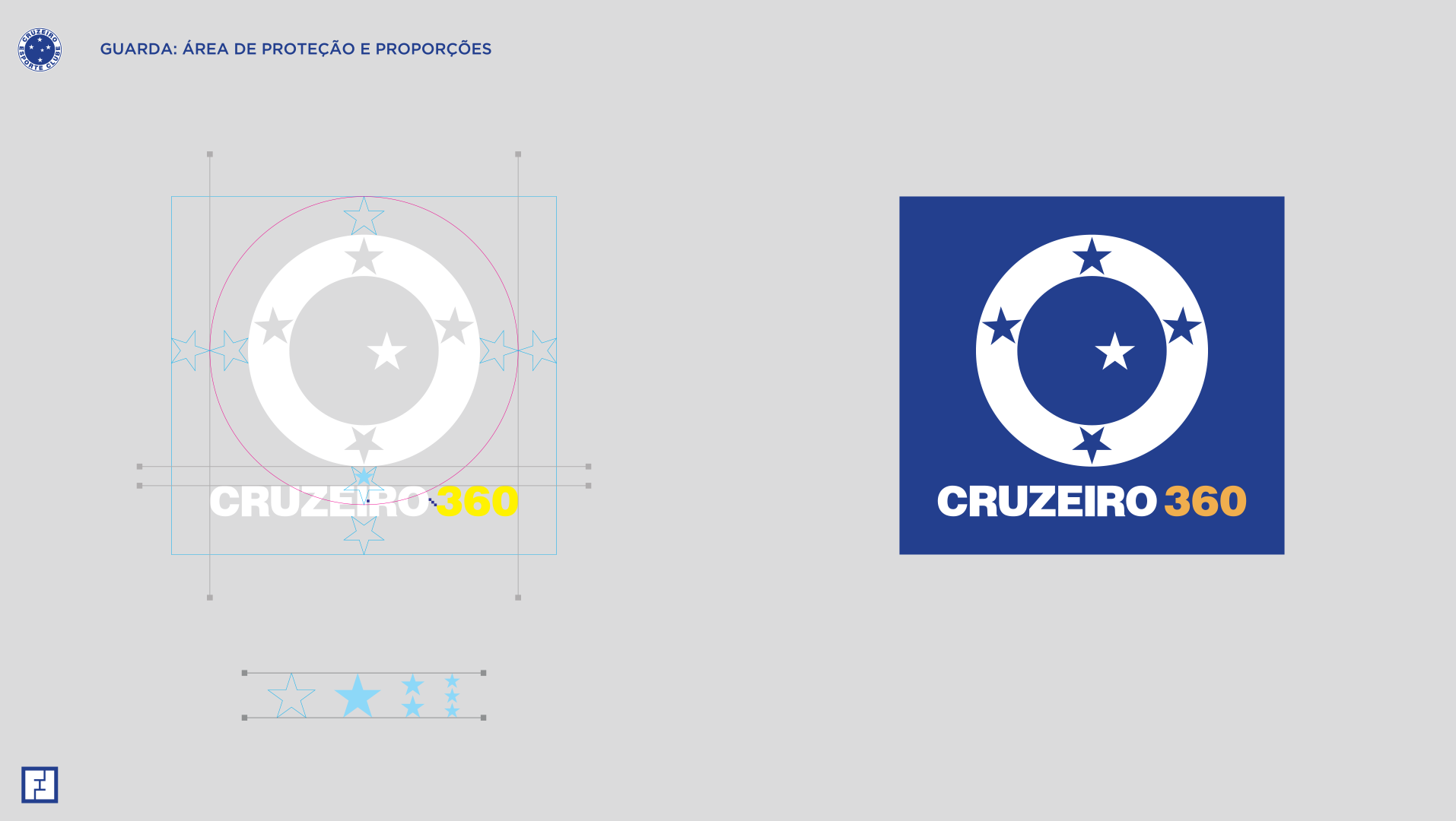 Estrutura e proximidade entre a nova marca e o escudo oficial