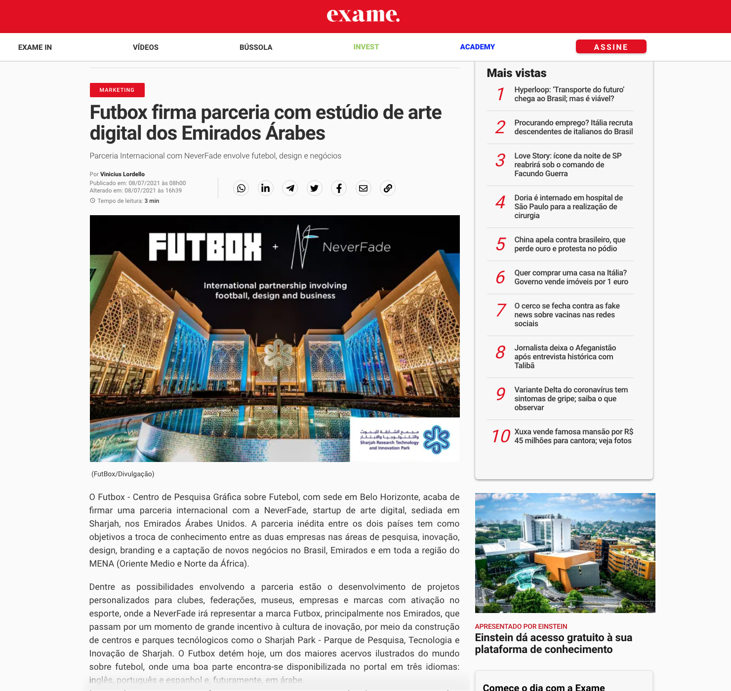 Futbox firma parceria nos Emirados Árabes