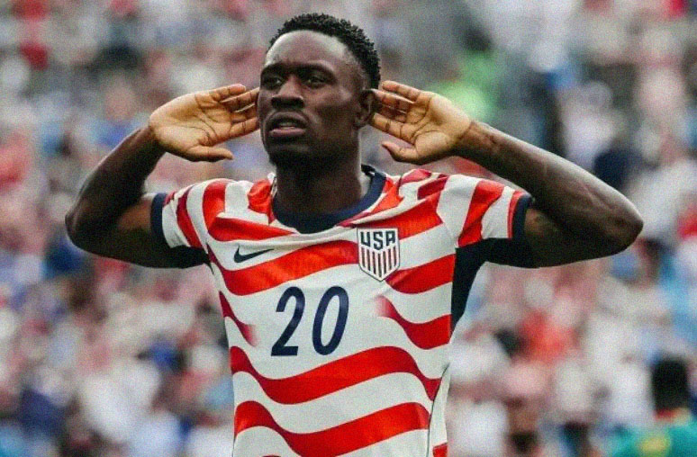 Folarin Balogun comemora o gol contra o Paraguai. Foto: Eduardo Munoz | Getty Images | Jogada10